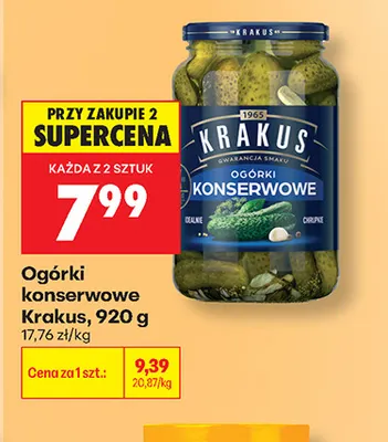 Ogórki konserwowe Krakus promocja w Biedronka