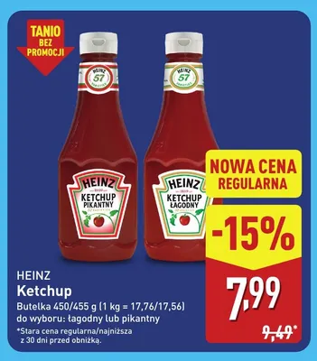 Ketchup łagodny Heinz promocja w Aldi
