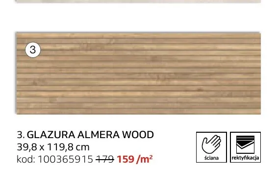 Glazura Almera Wood Opoczno 39,8x119,8 cm promocja w Komfort