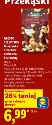 Mieszanka orzechów nerkowca i żurawiny Alesto Selection promocja w Lidl
