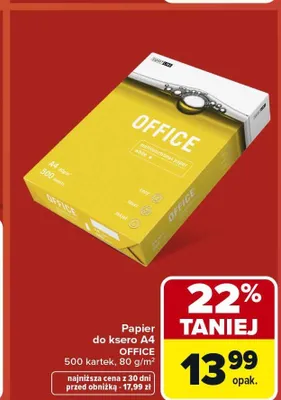 Papier do ksero A4 OFFICE 80g/m2 promocja w Carrefour Market