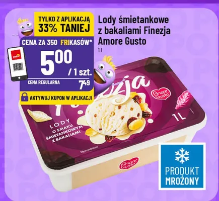 Lody śmietankowe z bakaliami Finezja Amore Gusto promocja w POLOmarket