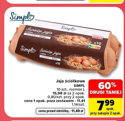 Jajka kurze ściółkowe Simpl promocja w Carrefour