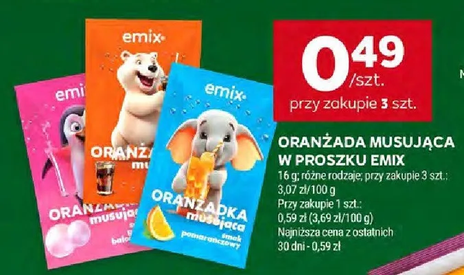 Oranżada musująca w proszku Emix promocja w Stokrotka