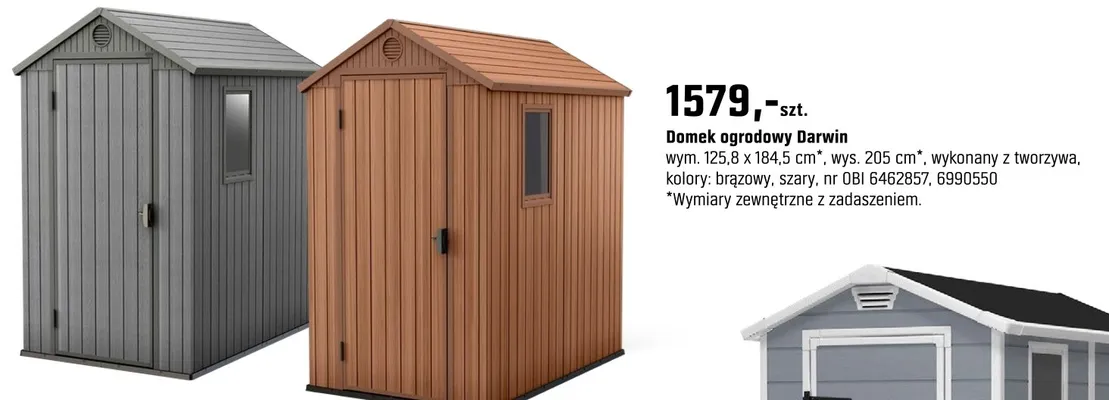 Domek ogrodowy Darwin szary promocja w OBI