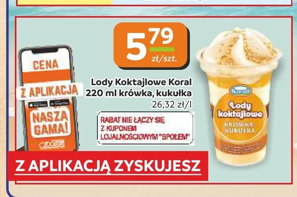 Lody Koktajlowe Koral krówka promocja w Społem Częstochowa
