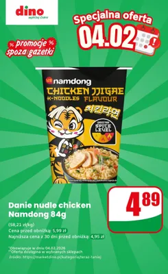 Danie nudle chicken  promocja w Dino