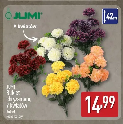 Bukiet chryzantem 9 kwiatów Jumi promocja w Aldi