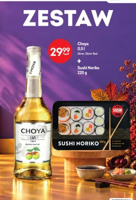 Wino białe Zestaw Choya Silver + Sushi Noriko promocja w Żabka