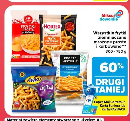 Frytki ziemniaczane mrożone proste i karbowane promocja w Carrefour Market