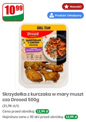 Skrzydełka z kurczaka pieczone w marynacie musztardowo-czosnkowej Drosed promocja w Dino