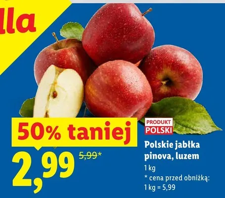 Jabłka pinova luzem polskie promocja w Lidl