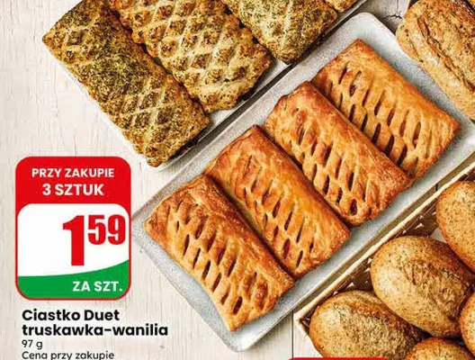 Ciastko Duet truskawka-wanilia promocja w Dino