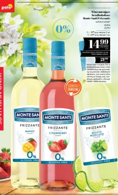 Wino musujące bezalkoholowe Monte Santi Frizzante Mojito Moscato słodkie promocja w POLOmarket