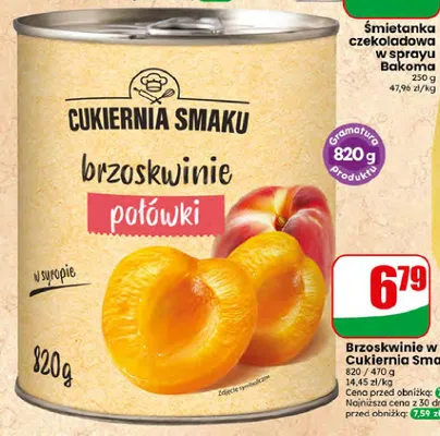 Brzoskwinie w syropie połówki Cukiernia Smaku promocja w Dino