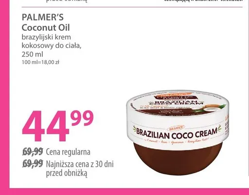 Brazylijski krem kokosowy do ciała Palmer's Coconut Oil promocja w Hebe