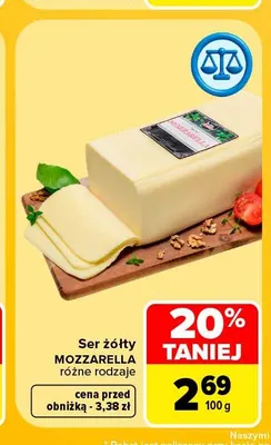Ser żółty Mozzarella promocja w Carrefour