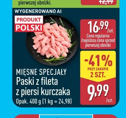Paski z fileta z piersi kurczaka Mięsne Specjały promocja w Aldi
