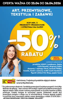 Artykuły przemysłowe tekstylia i zabawki promocja w Biedronka