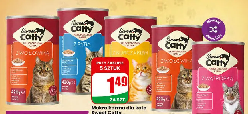 Mokra karma dla kota Sweet Catty z rybą promocja w Dino