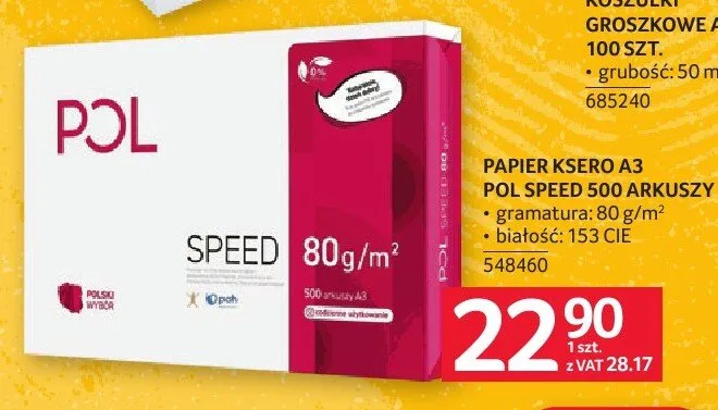 Papier ksero A3 Pol Speed 500 arkuszy promocja w Selgros