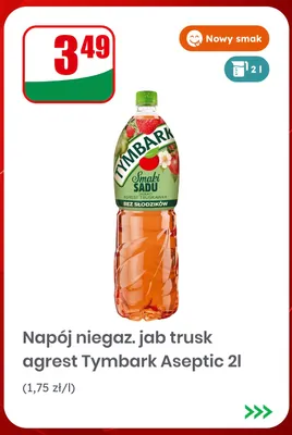 Napój niegazowany jabłko truskawka agrest Tymbark Aseptic promocja w Dino