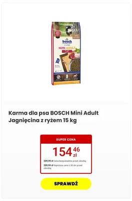 Karma dla psa BOSCH Mini Adult Jagnięcina z ryżem promocja w Media Expert
