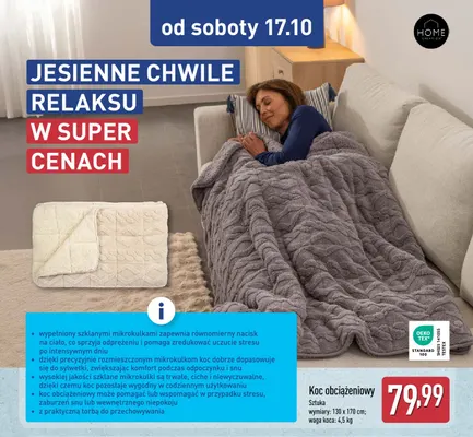 Koc obciążeniowy Home Creation 130x170 cm promocja w Aldi