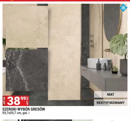 Gres mrozoodporny 59,7x59,7cm gat. I mat rektyfikowany promocja w Merkury Market