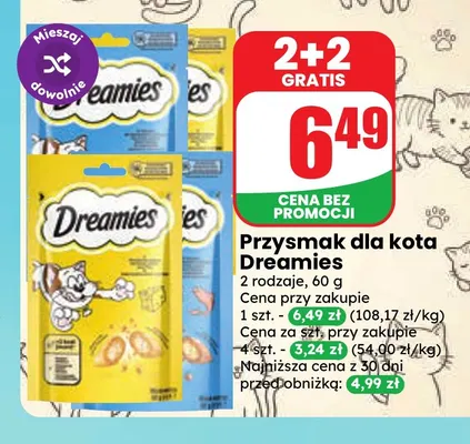 Przysmak dla kota Dreamies promocja w Dino