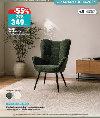 Fotel uszak z metalowymi nogami Vilandy promocja w Biedronka Home