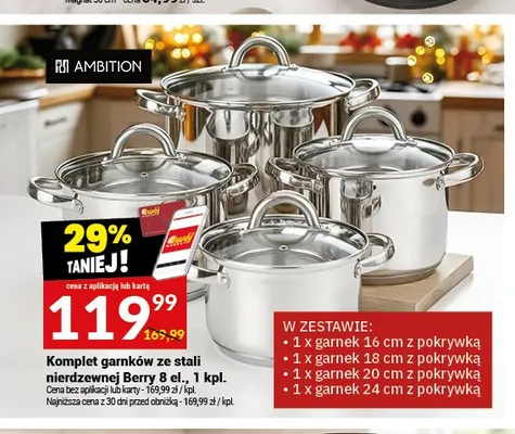 Komplet garnków ze stali nierdzewnej Ambition Berry 8 el. promocja w Twój Market