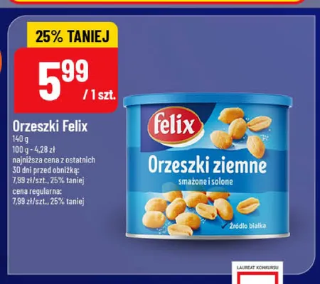 Orzeszki ziemne smażone i solone Felix promocja w POLOmarket