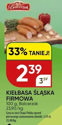 Kiełbasa śląska firmowa promocja w Chata Polska