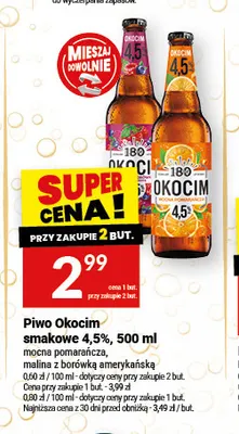 Piwo Okocim malina z borówką amerykańską 4,5% promocja w Twój Market