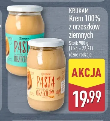 Krem 100% z orzeszków ziemnych Krukam chrupiący promocja w Aldi