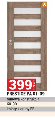 Drzwi PRESTIGE PA 01-09 ramowa konstrukcja 60-90 kolory z grupy FF promocja w Merkury Market