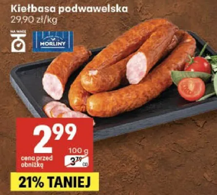 Kiełbasa podwawelska promocja w Delikatesy Centrum