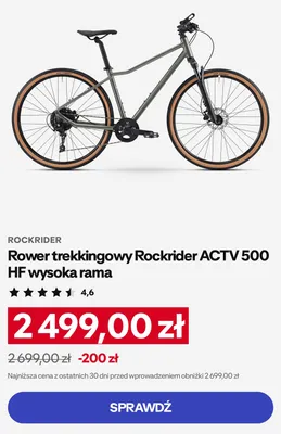 Rower trekkingowy Rockrider ACTV 500 HF wysoka rama promocja w Decathlon