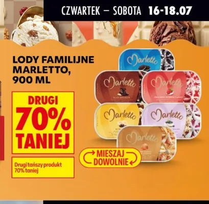 Lody familijne truskawkowe Marletto promocja w Biedronka