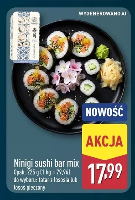 Sushi bar mix łosoś pieczony Ninigi promocja w Aldi