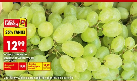Winogrono jasne bezpestkowe promocja w Biedronka