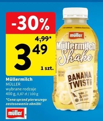 Müllermilch Shake Müller wybrane rodzaje promocja w Intermarche