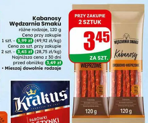 Parówki z szynki Krakus promocja w Dino