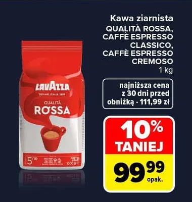 Kawa ziarnista Caffè Espresso Classico Lavazza promocja w Carrefour