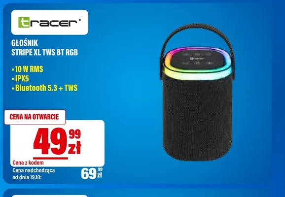 Głośnik Stripe Xl Tws Bt RGB Tracer promocja w RTV EURO AGD