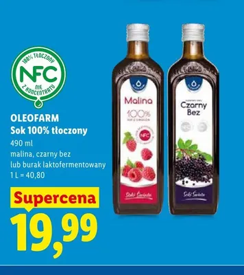 Sok 100% tłoczony Oleofarm promocja w Lidl