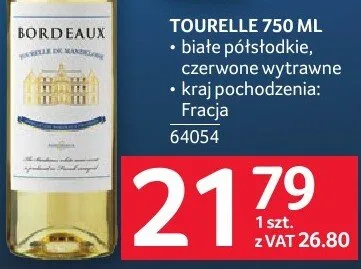 Wino Tourelle 750 ml promocja w Selgros