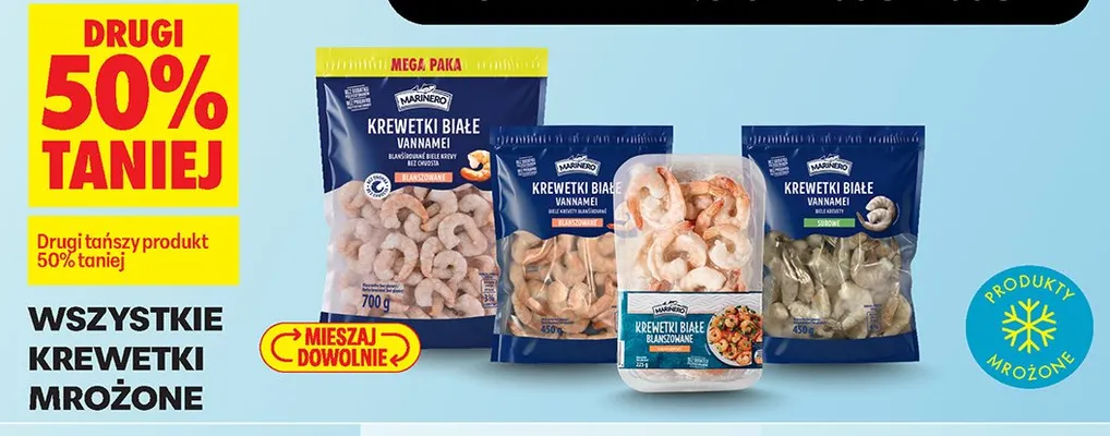 Krewetki białe Vannamei surowe Marinero promocja w Biedronka