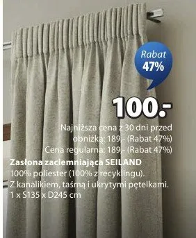 Zasłona zaciemniająca Seiland promocja w Jysk